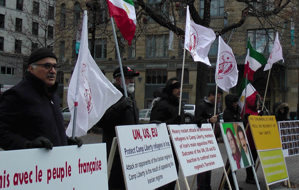تظاهرات ایرانیان هواداران سازمان مجاهدین خلق ایران در کانادا در محکومیت حمله موشکی به لیبرتی
