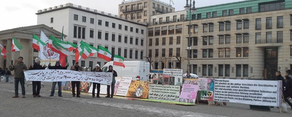 تظاهرات هواداران سازمان مجاهدین خلق ایران در برلین علیه سفر آخوند روحانی به اروپا