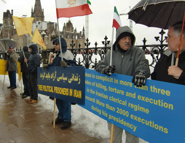 تظاهرا ایرانیان در کانادا علیه نقض حقوق بشر واعدام در ایران هواداران سازمان مجاهدین خلق ایران  