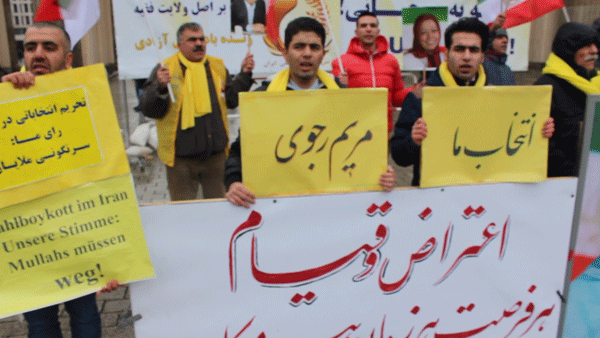 تظاهرات هواداران مجاهدین خلق ایران در برلین آلمان بر علیه نقض حقوق بشر در ایران