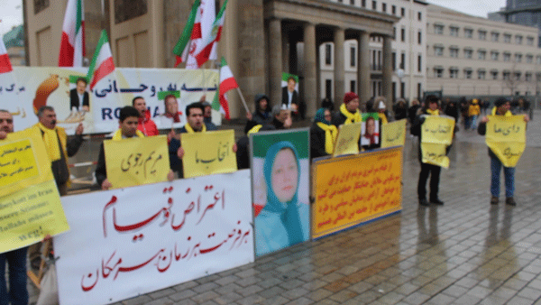 تظاهرات هواداران مجاهدین خلق ایران در برلین آلمان بر علیه نقض حقوق بشر در ایران