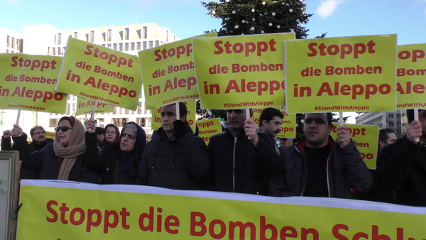 تظاهرات حامیان مقاومت در برلین علیه قتل عام مردم بیگناه در حلب