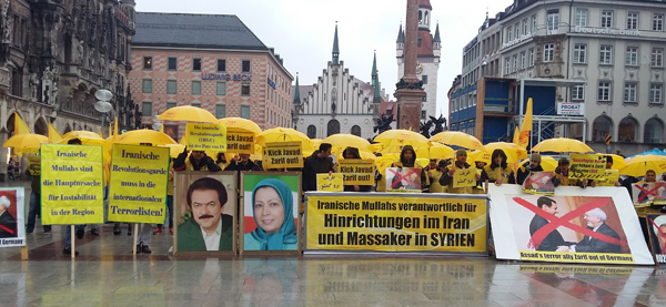 تظاهرات علیه سفر ظریف وزیر خارجه حکومت آخوندی به آلمان
