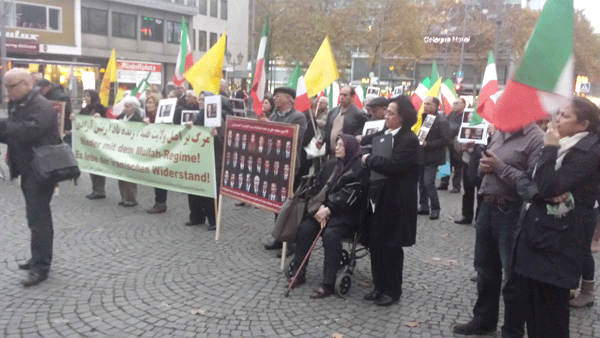 تظاهرات هواداران مجاهدین خلق ایران در آلمان علیه نقض حقوق بشر و اعدام و حمله موشکی به لیبرتی