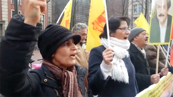تظاهرات هواداران سازمان مجاهدین خلق ایران در هلند علیه سفر روحانی به اروپا