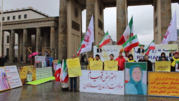 تظاهرات هواداران مجاهدین خلق ایران در برلین آلمان بر علیه نقض حقوق بشر در ایران