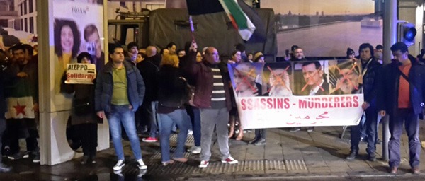 محکومیت جنایت علیه بشریت در حلب - تظاهرات در بروکسل