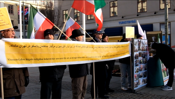 محکومیت جنایات رژیم آخوندی در فاجعه آتش سوزی پلاسکو - تظاهرات در سوئد