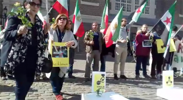 تظاهرات محکومیت بمباران شیمیایی در سوریه در آمستردام