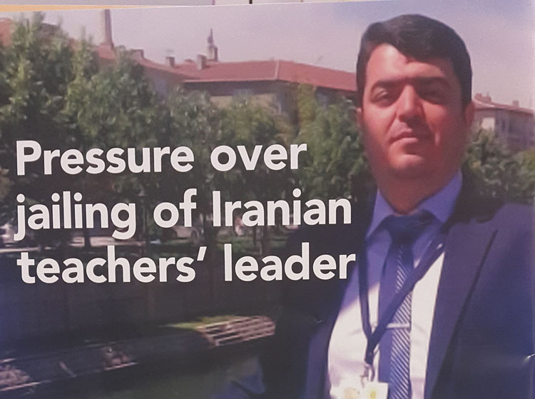 اتحادیه معلمین انگلستان حکم زندان اسماعیل عبدی، رهبر اتحادیه معملین ایرانی را محکوم می کند