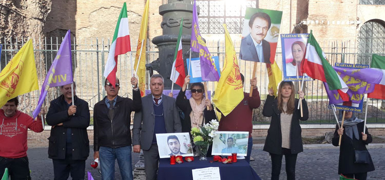 همبستگی هواداران سازمان مجاهدین در ایتالیا با قیام مردم ایران