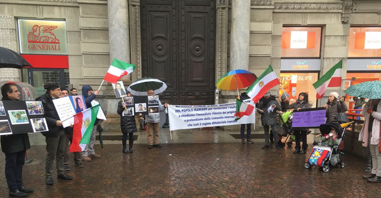 همبستگی هواداران سازمان مجاهدین در ایتالیا با قیام مردم ایران