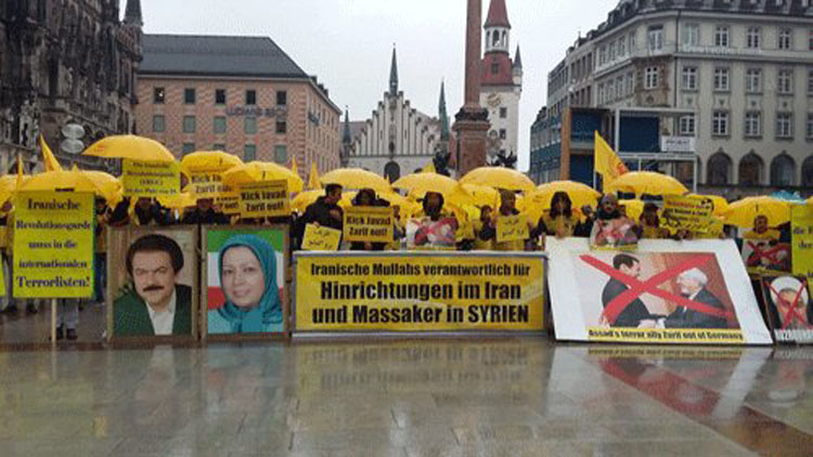 تظاهرات علیه پذیرش ظریف به آلمان - ظریف برو گمشو