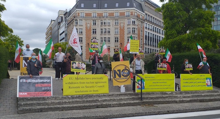 تظاهرات در بروکسل علیه صدور احکام جنایتکارانه اعدام برای دستگیرشدگان قیام آبان ۹۸