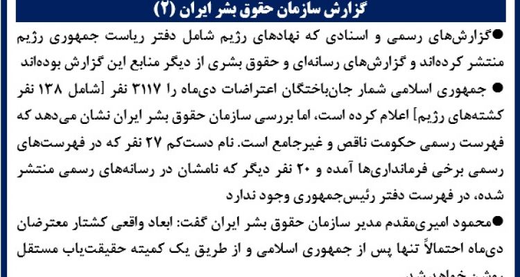 گزارش سازمان حقوق بشر ایران (۲) 
